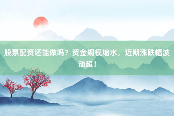 股票配资还能做吗？资金规模缩水，近期涨跌幅波动超！