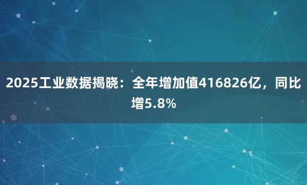 2025工业数据揭晓：全年增加值416826亿，同比增5.8%