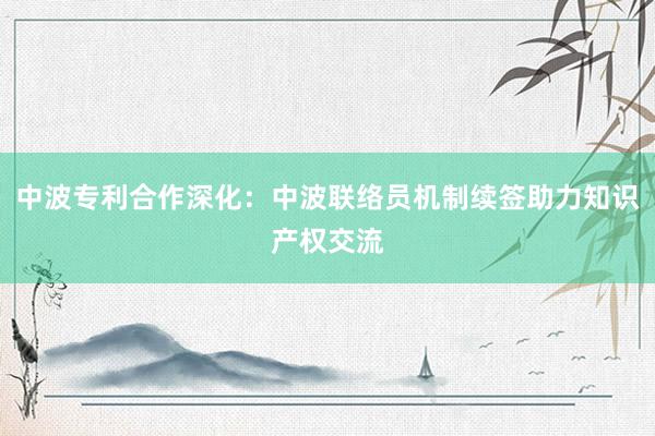 中波专利合作深化：中波联络员机制续签助力知识产权交流