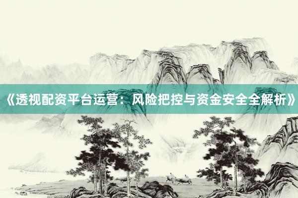 《透视配资平台运营：风险把控与资金安全全解析》