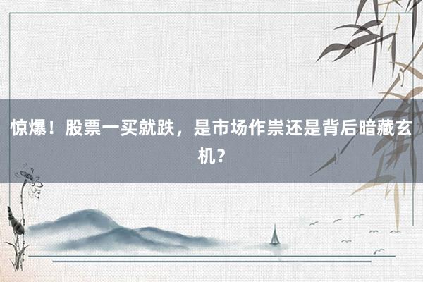 惊爆！股票一买就跌，是市场作祟还是背后暗藏玄机？