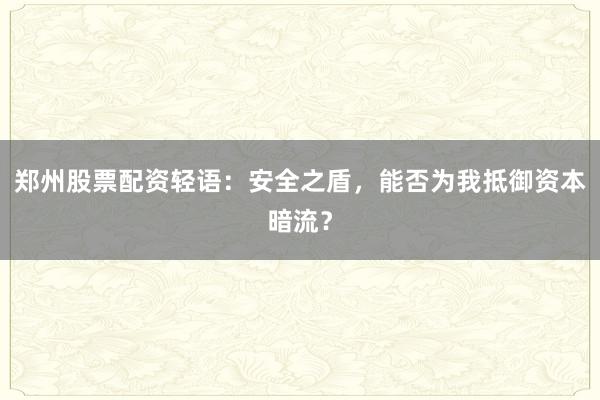 郑州股票配资轻语：安全之盾，能否为我抵御资本暗流？