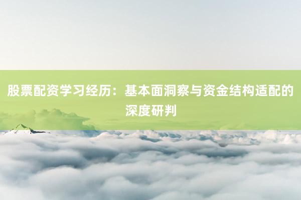 股票配资学习经历：基本面洞察与资金结构适配的深度研判