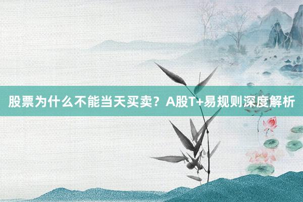 股票为什么不能当天买卖？A股T+易规则深度解析