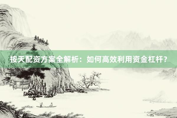 按天配资方案全解析：如何高效利用资金杠杆？