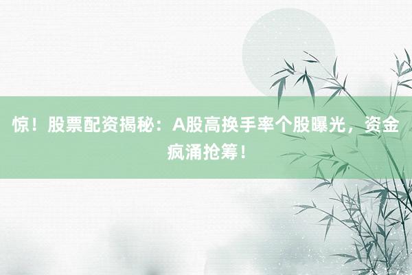 惊！股票配资揭秘：A股高换手率个股曝光，资金疯涌抢筹！